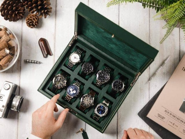 wolf british racing green 8 piece watch box with cover p 03