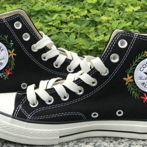 Converse custom shoes – Converse custom wedding – Custom Embroidered Converse – Wedding Shoe For Bride Embroidered Shoes