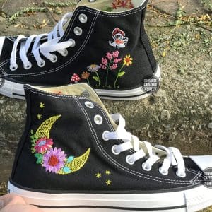 Converse custom floral embroidery – Custom Embroidered Converse – Custom converse Chuck Taylor 70 embroidered Flowers Embroidered Shoes