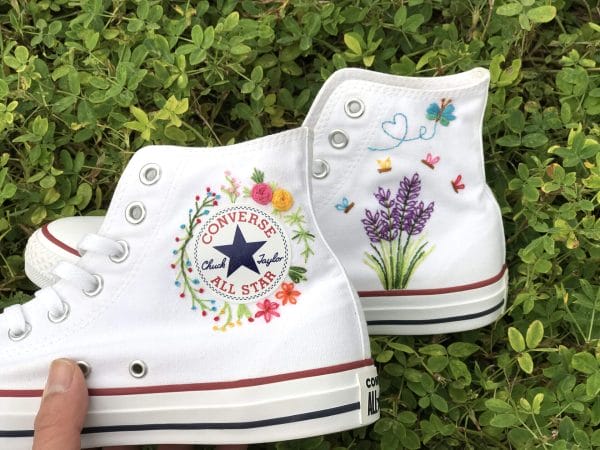 Converse chuck taylor embroidered flower – embroidered converse shoes – embroidered converse high tops Embroidered Shoes