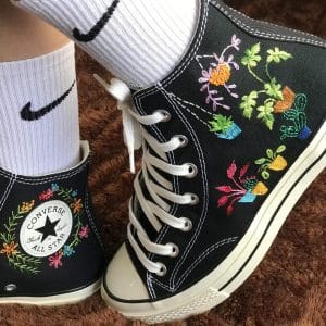 Converse Chuck Taylor 70 – Converse custom floral embroidery – Chuck Taylor Converse Women’s – Floral embroidered converse high tops Embroidered Shoes