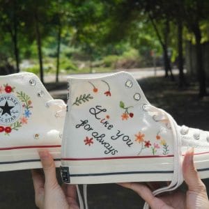 Embroidered converse/ Converse Custom Flower Embroidery / Wedding Converse Shoes Embroidered Shoes