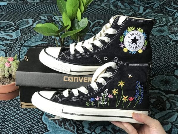 Converse custom floral embroidery – Custom converse Chuck Taylor 70 embroidered Flowers – Converse custom floral embroidery Embroidered Shoes
